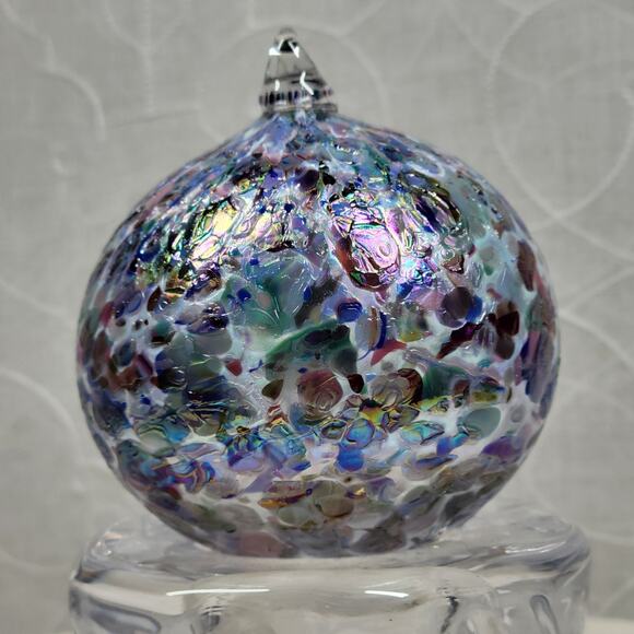 VTG Metallic Enamel Handblown Art Glass Ornament Friendship Ball Holiday Decor - Picture 11 of 13